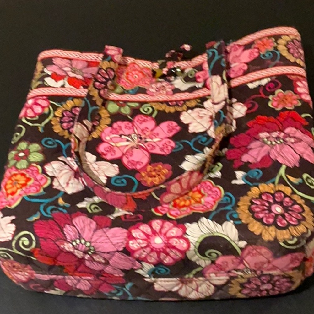 Vera Bradley Pink and Brown Floral Tote Bag - Picture 5 of 7